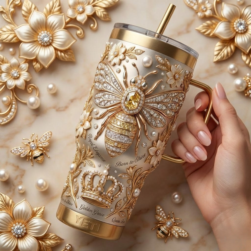 Queen Bee 40oz Tumbler With Handle TNSM